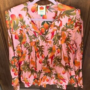 FARM Rio Pink and Orange Floral Blouse